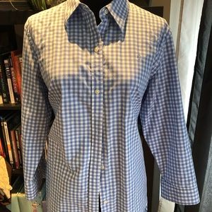 Ralph Lauren 100% cotton size L Blouse periwinkle blue gingham